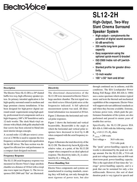 Electro-Voice SL12-2H Manual pdf manual